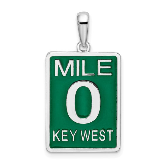 Sterling Silver Enamel Key West Florida Mile 0 Pendant Charm