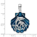 Load image into Gallery viewer, Sterling Silver Enamel Seashell Clam Shell Dolphins Pendant Charm
