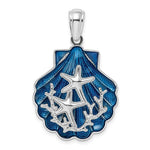 Afbeelding in Gallery-weergave laden, Sterling Silver Enamel Seashell Clam Shell Starfish Pendant Charm
