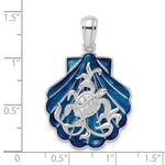 Load image into Gallery viewer, Sterling Silver Enamel Seashell Clam Shell Turtle Pendant Charm
