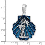 Load image into Gallery viewer, Sterling Silver Enamel Seashell Clam Shell Palm Trees Pendant Charm
