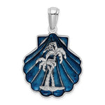 Charger l&#39;image dans la galerie, Sterling Silver Enamel Seashell Clam Shell Palm Trees Pendant Charm
