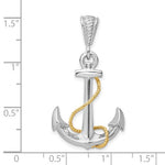 Afbeelding in Gallery-weergave laden, Sterling Silver and 14k Yellow Gold Anchor Large 3D Pendant Charm
