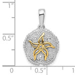 Carregar imagem no visualizador da galeria, Sterling Silver with 14k Gold Sand Dollar Starfish Pendant Charm
