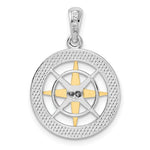 Lataa kuva Galleria-katseluun, Sterling Silver and 14k Yellow Gold Nautical Compass Medallion Pendant Charm
