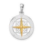 Lade das Bild in den Galerie-Viewer, Sterling Silver and 14k Yellow Gold Nautical Compass Medallion Pendant Charm
