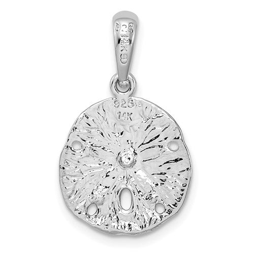 Sterling Silver with 14k Gold Sand Dollar Starfish Pendant Charm