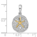 Kép betöltése a galériamegjelenítőbe: Sterling Silver with 14k Gold Sand Dollar Starfish Pendant Charm
