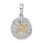 Kép betöltése a galériamegjelenítőbe: Sterling Silver with 14k Gold Sand Dollar Starfish Pendant Charm

