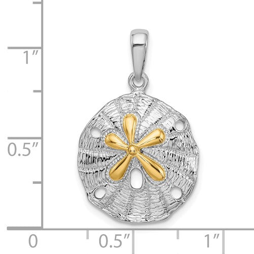Sterling Silver with 14k Gold Sand Dollar Pendant Charm