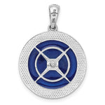 Carica l&#39;immagine nel visualizzatore di Gallery, Sterling Silver and 14k Yellow Gold with Enamel Nautical Compass Medallion Pendant Charm
