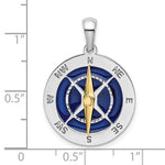 Indlæs billede til gallerivisning Sterling Silver and 14k Yellow Gold with Enamel Nautical Compass Medallion Pendant Charm
