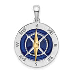 Carica l&#39;immagine nel visualizzatore di Gallery, Sterling Silver and 14k Yellow Gold with Enamel Nautical Compass Medallion Pendant Charm
