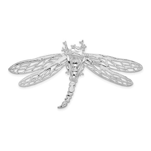Sterling Silver Dragonfly Large Chain Slide Pendant Charm