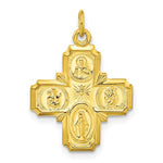 Indlæs billede til gallerivisning Sterling Silver Yellow Gold Plated Cruciform Cross Four Way Miraculous Medal Pendant Charm
