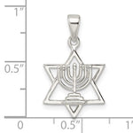 Load image into Gallery viewer, Sterling Silver Star of David Menorah Pendant Charm
