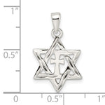 Load image into Gallery viewer, Sterling Silver Diamond Cut Star of David with Cross Pendant Charm
