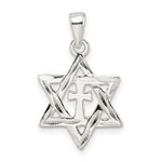 Kép betöltése a galériamegjelenítőbe: Sterling Silver Diamond Cut Star of David with Cross Pendant Charm
