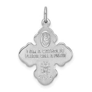 Sterling Silver Rhodium Plated Vermeil Cruciform Cross Four Way Miraculous Medal Pendant Charm