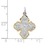 Lataa kuva Galleria-katseluun, Sterling Silver Rhodium Plated Vermeil Cruciform Cross Four Way Miraculous Medal Pendant Charm

