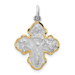Lataa kuva Galleria-katseluun, Sterling Silver Rhodium Plated Vermeil Cruciform Cross Four Way Miraculous Medal Pendant Charm

