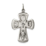 Lataa kuva Galleria-katseluun, Sterling Silver Cruciform Cross Four Way Medal Antique Style Pendant Charm
