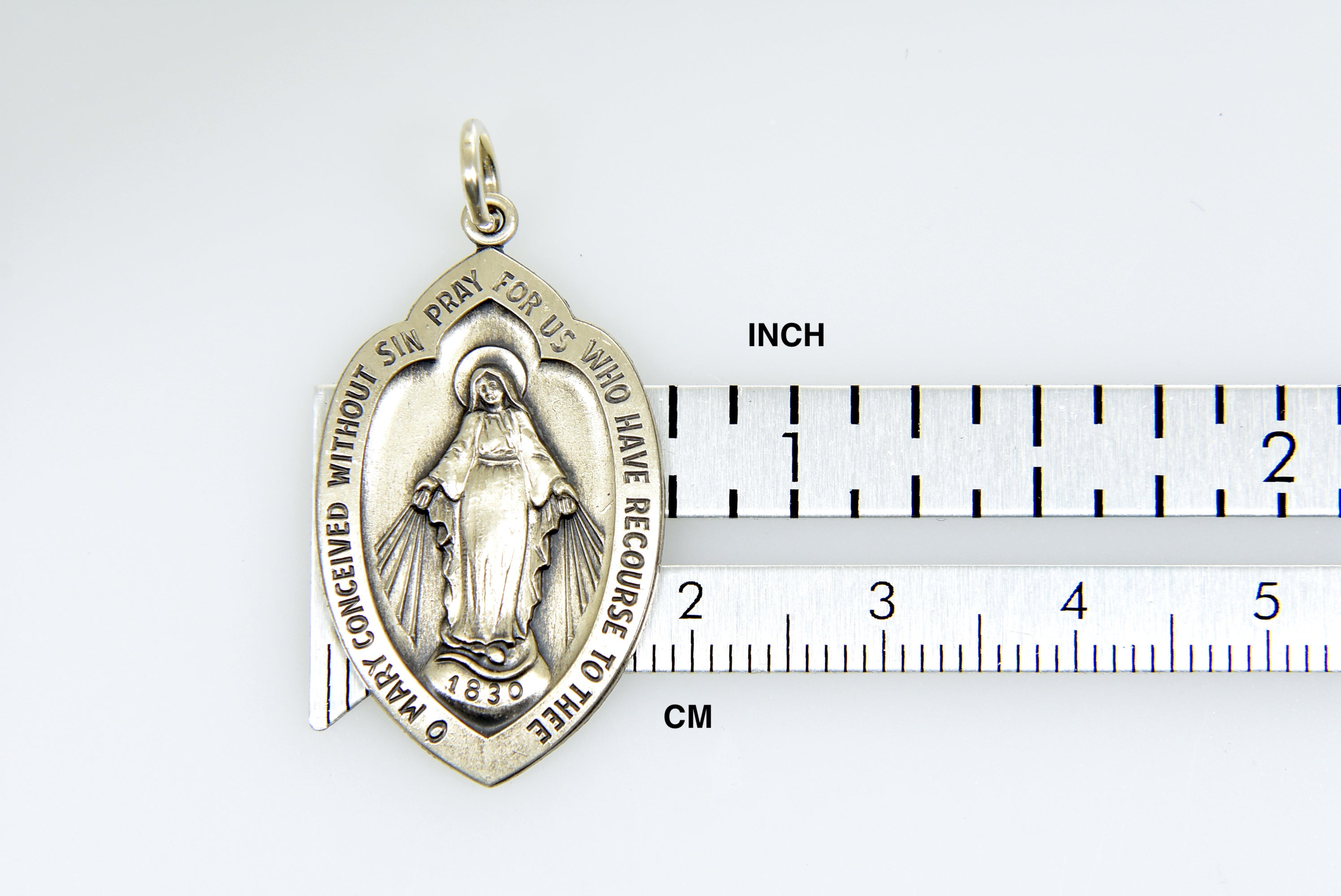 Sterling Silver Blessed Virgin Mary Miraculous Medal Pendant Charm