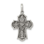 Ladda upp bild till gallerivisning, Sterling Silver Cruciform Cross Four Way Miraculous Medal Antique Style Pendant Charm
