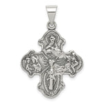 Indlæs billede til gallerivisning Sterling Silver Cruciform Cross Four Way Medal Antique Style Pendant Charm
