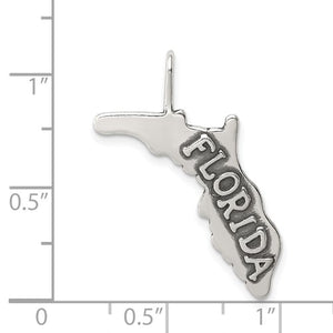 Sterling Silver Florida Map Antique Style Finish Pendant Charm