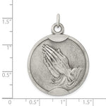이미지를 갤러리 뷰어에 로드 , Sterling Silver Praying Hands Serenity Prayer Round Medallion Pendant Charm
