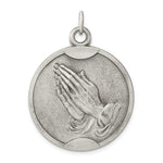 이미지를 갤러리 뷰어에 로드 , Sterling Silver Praying Hands Serenity Prayer Round Medallion Pendant Charm
