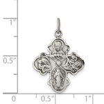 Загрузить изображение в средство просмотра галереи, Sterling Silver Cruciform Cross Four Way Miraculous Medal Antique Style Pendant Charm
