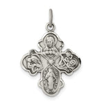 Indlæs billede til gallerivisning Sterling Silver Cruciform Cross Four Way Miraculous Medal Antique Style Pendant Charm
