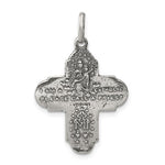Afbeelding in Gallery-weergave laden, Sterling Silver Cruciform Cross Four Way Miraculous Medal Antique Style Pendant Charm
