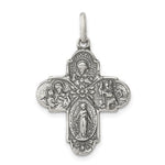 Załaduj obraz do przeglądarki galerii, Sterling Silver Cruciform Cross Four Way Miraculous Medal Antique Style Pendant Charm
