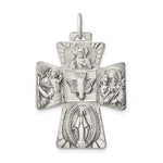 Cargar imagen en el visor de la galería, Sterling Silver Cruciform Cross Four Way Medal Antique Style Pendant Charm
