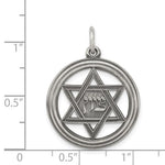 Afbeelding in Gallery-weergave laden, Sterling Silver Star of David Antique Finish Round Pendant Charm
