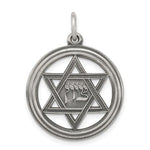 Afbeelding in Gallery-weergave laden, Sterling Silver Star of David Antique Finish Round Pendant Charm
