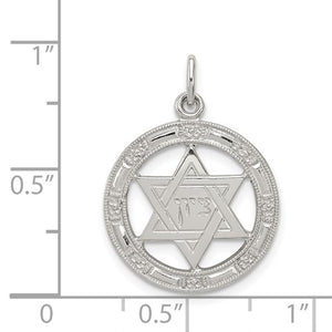 Sterling Silver Star of David Round Pendant Charm