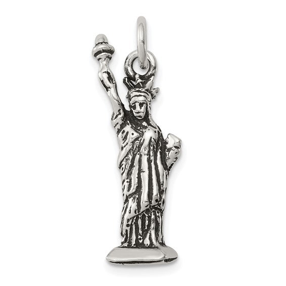 Sterling Silver New York Statue of Liberty 3D Pendant Charm