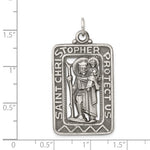 Indlæs billede til gallerivisning Sterling Silver Saint Christopher Rectangle Medallion Antique Style Pendant Charm

