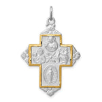 將圖片載入圖庫檢視器 Sterling Silver Rhodium Gold Plated Cruciform Cross Four Way Medal Pendant Charm
