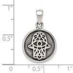 Afbeelding in Gallery-weergave laden, Sterling Silver Hamsa Hand of God Antique Finish Round Pendant Charm
