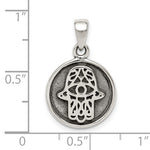 Carica l&#39;immagine nel visualizzatore di Gallery, Sterling Silver Hamsa Hand of God Antique Finish Round Pendant Charm
