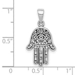 Afbeelding in Gallery-weergave laden, Sterling Silver Hamsa Hand of God Antique Finish Pendant Charm
