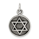 Load image into Gallery viewer, Sterling Silver Star of David Round Circle Antique Finish Pendant Charm
