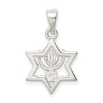 Load image into Gallery viewer, Sterling Silver Star of David Menorah Pendant Charm
