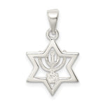 Load image into Gallery viewer, Sterling Silver Star of David Menorah Pendant Charm
