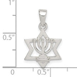 Load image into Gallery viewer, Sterling Silver Star of David Menorah Pendant Charm
